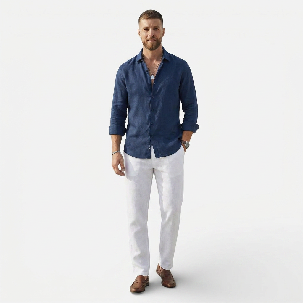 Duvrier | Men’s Linen Shirt - Breathable Casual Fit
