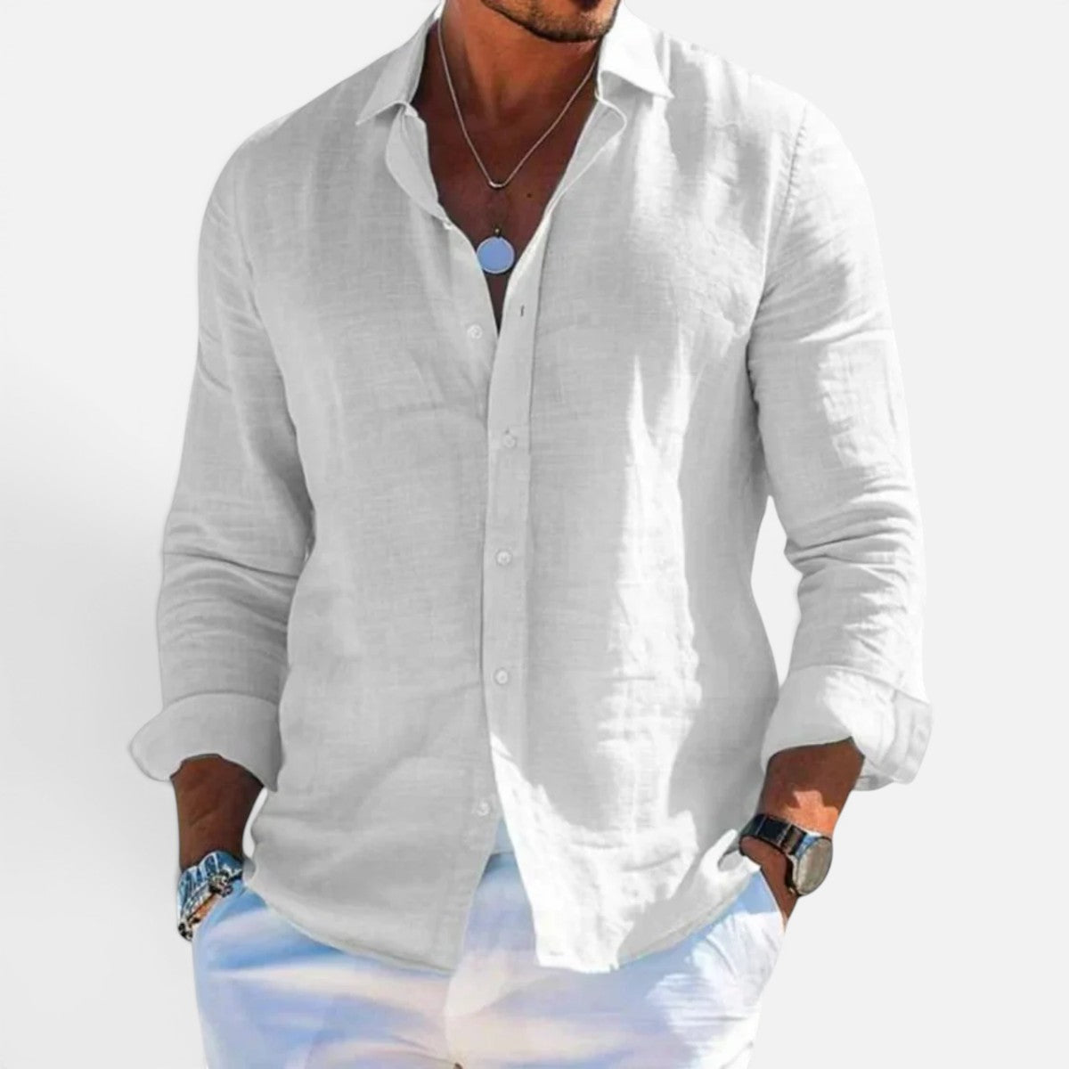 Duvrier | Men’s Linen Shirt - Breathable Casual Fit
