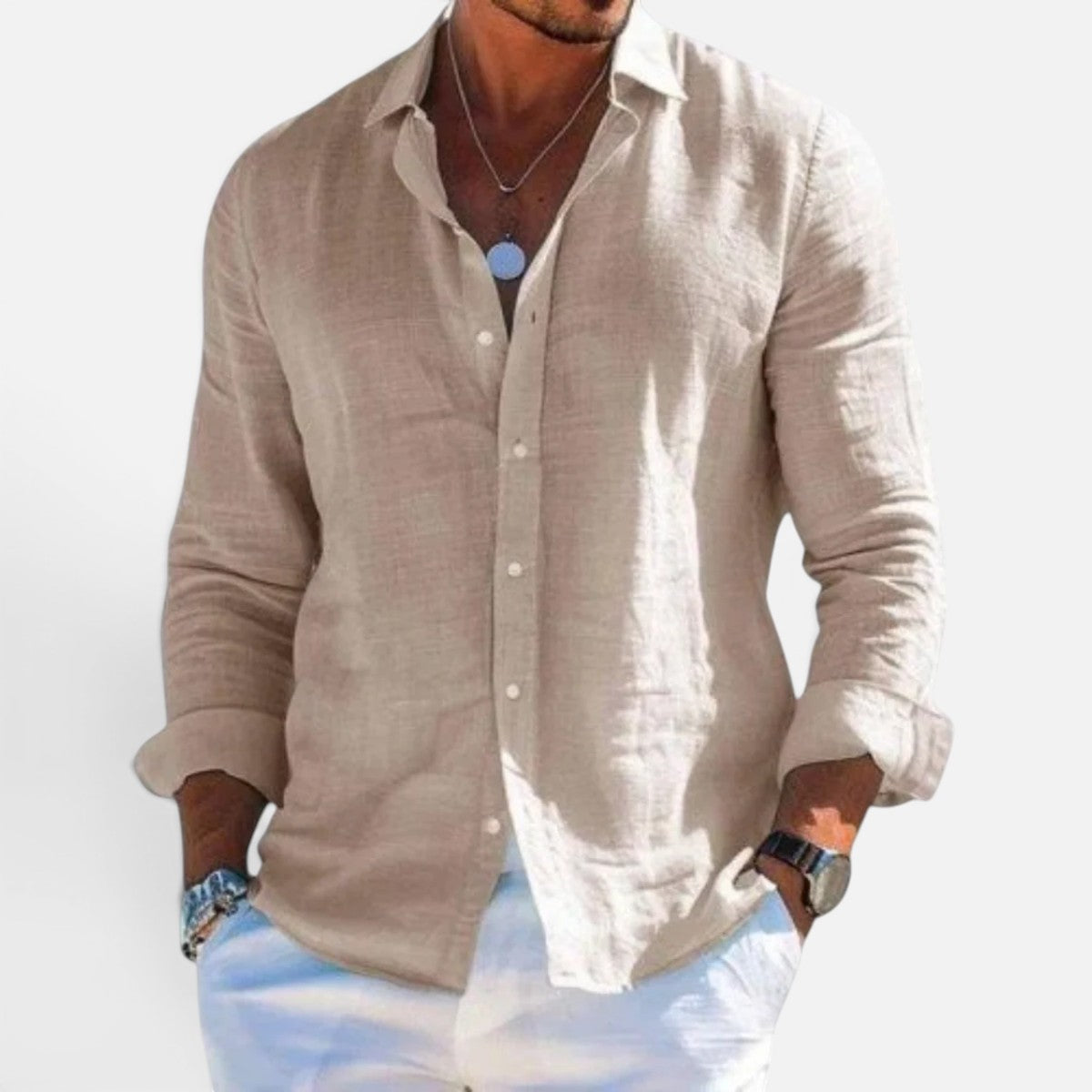 Duvrier | Men’s Linen Shirt - Breathable Casual Fit