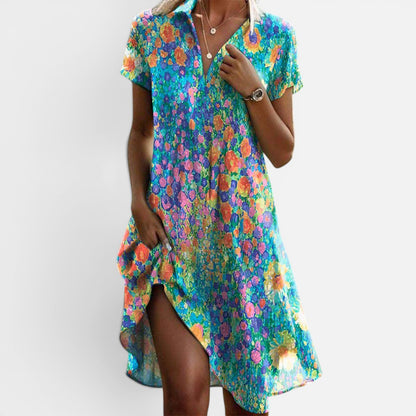Duvrier | Women's Bohemian Summer Dress with Flowing Skirt and Adjustable Straps