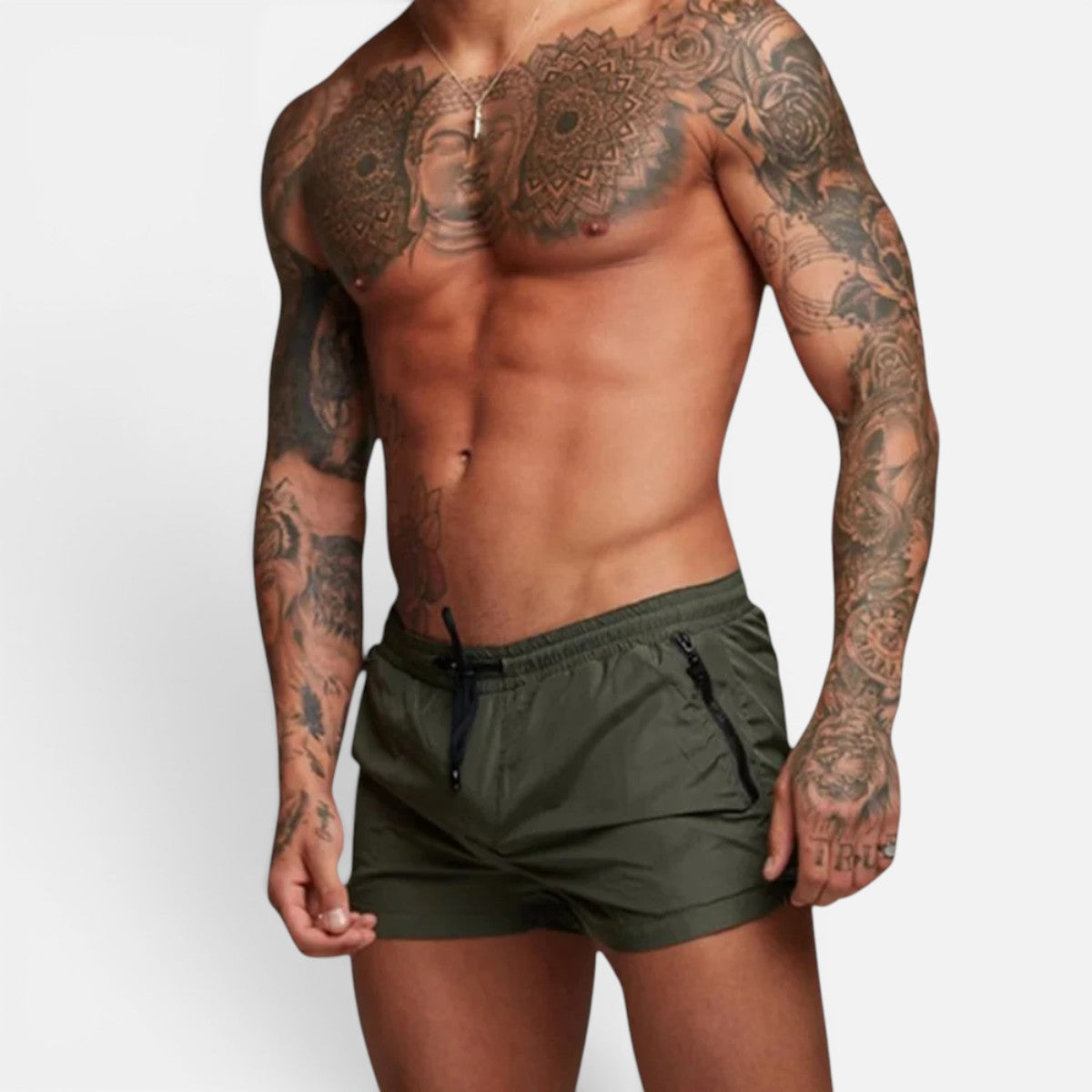 Duvrier | Men's Stretch Quick-Dry Swim Trunks with Drawstring Waist