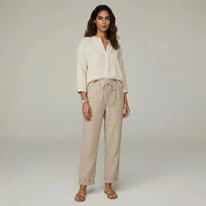 Duvrier | Women’s Linen Trousers - Relaxed Everyday Fit