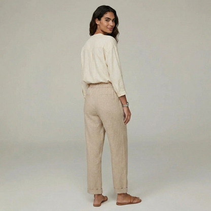 Duvrier | Women’s Linen Trousers - Relaxed Everyday Fit