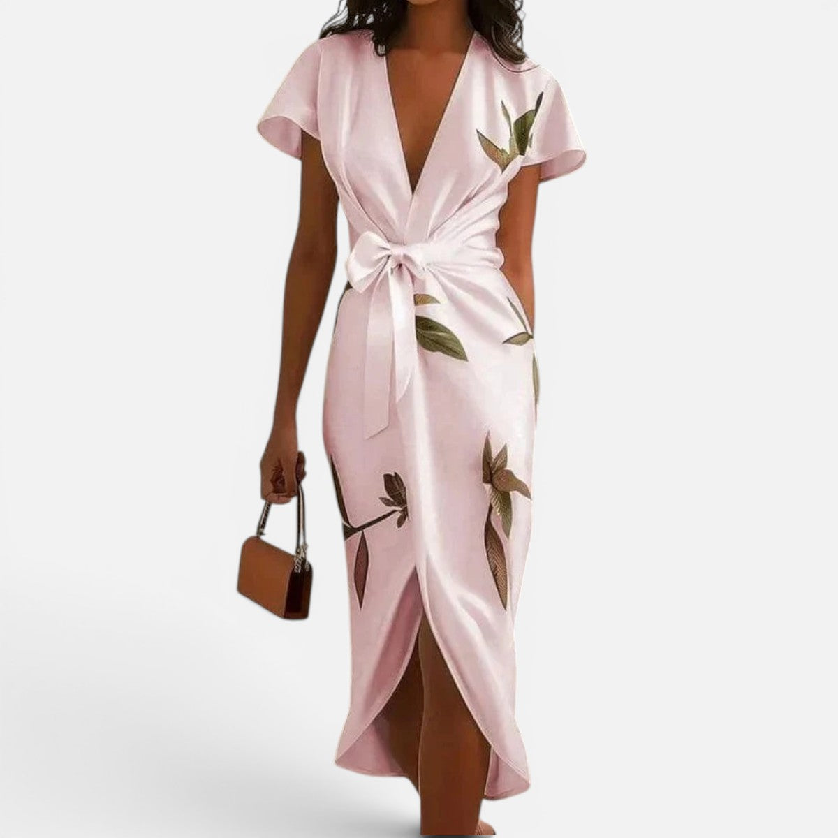 Duvrier | Women's V-Neck Urban Leaf Midi Dress