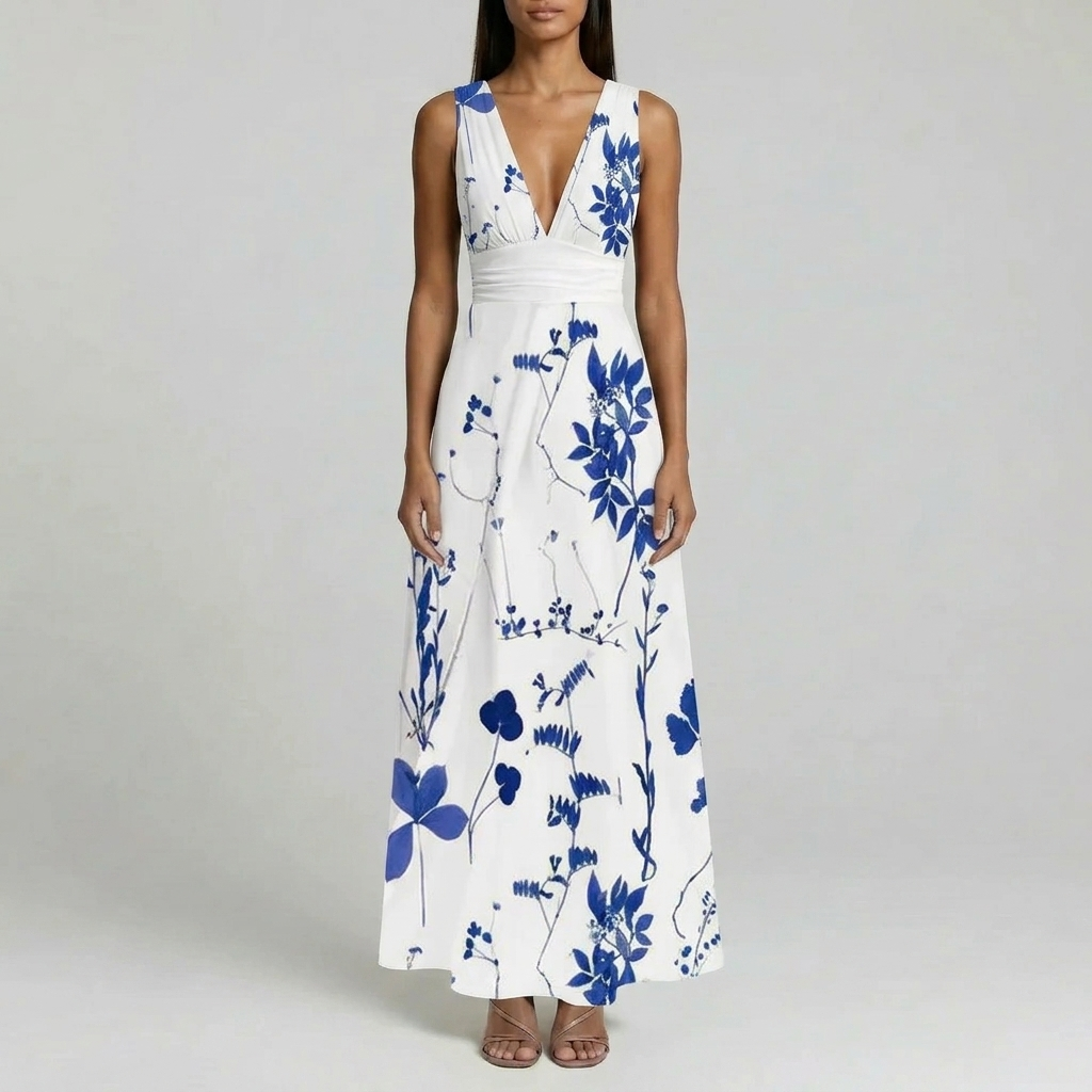 Duvrier | Women’s Sleeveless V-Neck Maxi Dress - Summer Events
