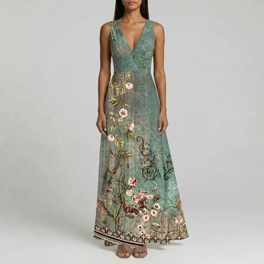 Duvrier | Women’s Sleeveless V-Neck Maxi Dress - Summer Events