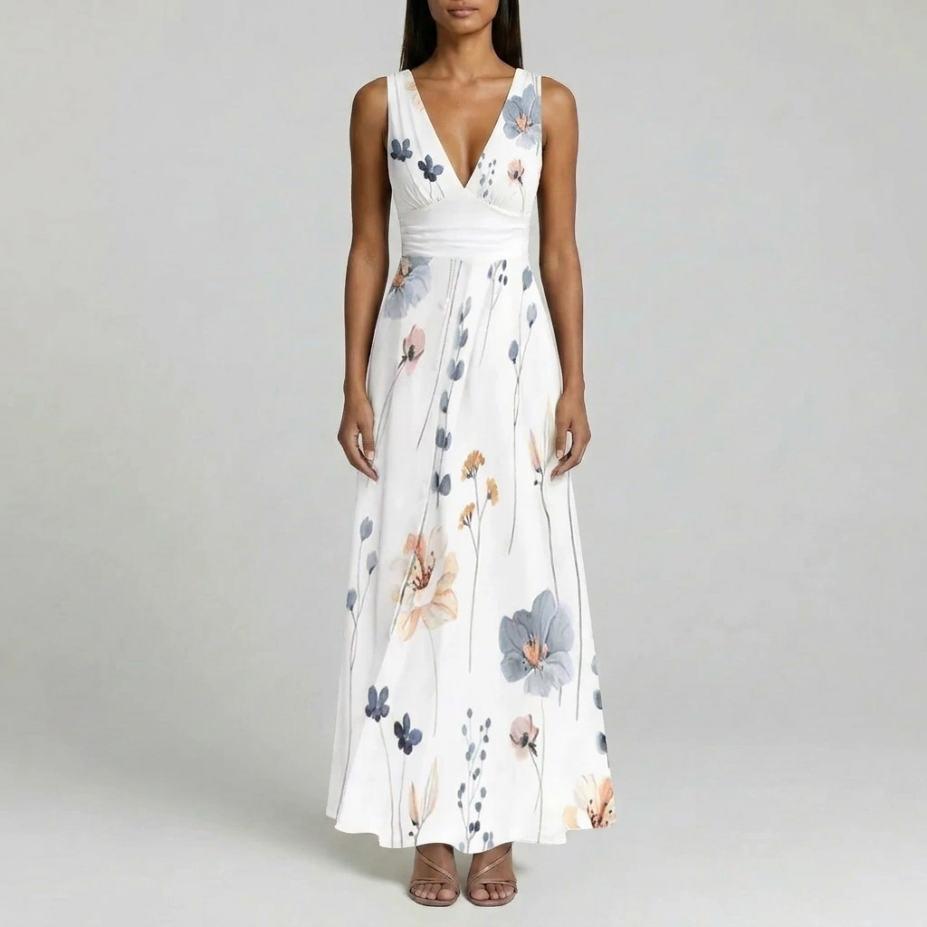 Duvrier | Women’s Sleeveless V-Neck Maxi Dress - Summer Events