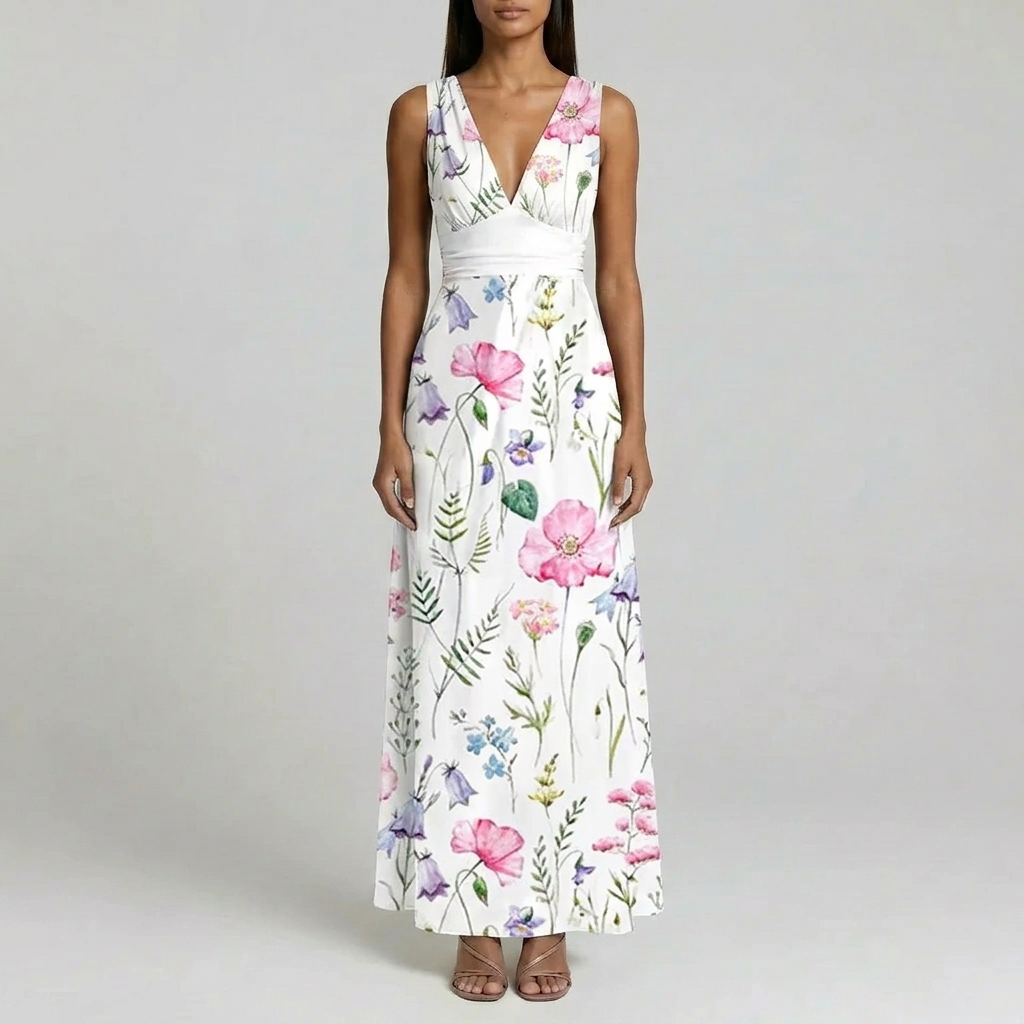 Duvrier | Women’s Sleeveless V-Neck Maxi Dress - Summer Events