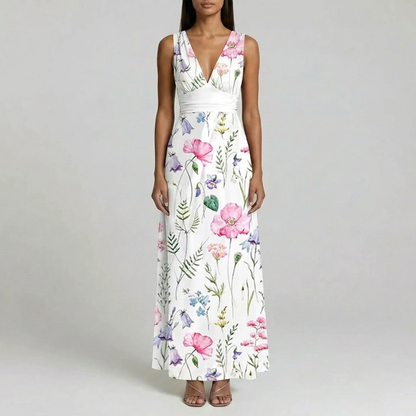 Duvrier | Women’s Sleeveless V-Neck Maxi Dress - Summer Events