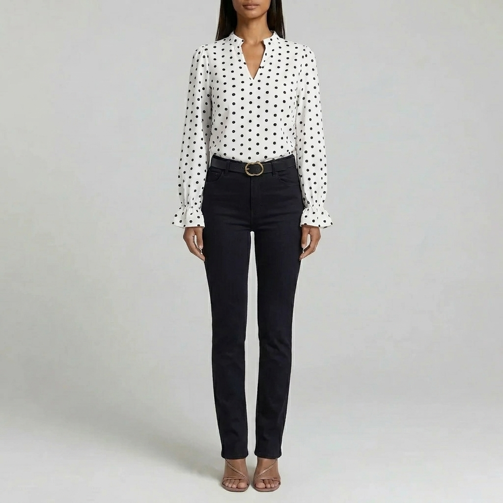 Duvrier | Women’s Vintage Polka Dot Blouse - Elegant Casual Top