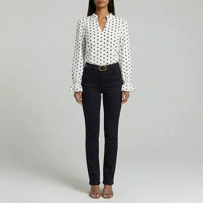 Duvrier | Women’s Vintage Polka Dot Blouse - Elegant Casual Top