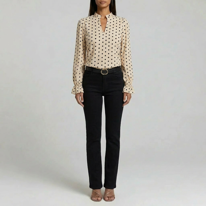 Duvrier | Women’s Vintage Polka Dot Blouse - Elegant Casual Top
