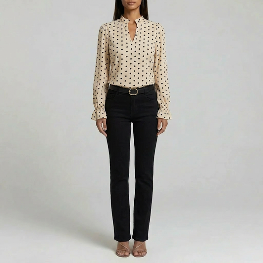 Duvrier | Women’s Vintage Polka Dot Blouse - Elegant Casual Top