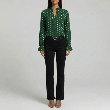 Duvrier | Women’s Vintage Polka Dot Blouse - Elegant Casual Top