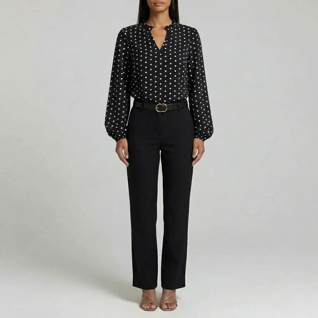 Duvrier | Women’s Vintage Polka Dot Blouse - Elegant Casual Top