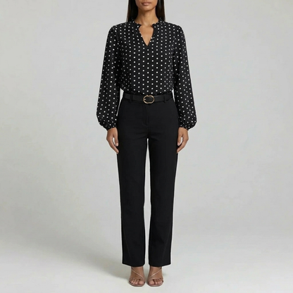 Duvrier | Women’s Vintage Polka Dot Blouse - Elegant Casual Top