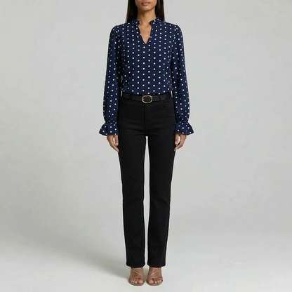 Duvrier | Women’s Vintage Polka Dot Blouse - Elegant Casual Top