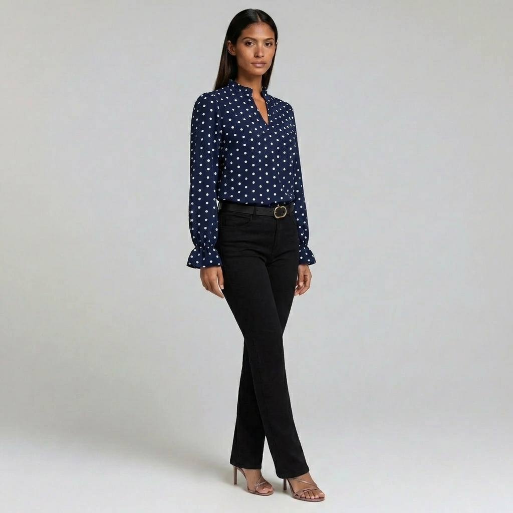 Duvrier | Women’s Vintage Polka Dot Blouse - Elegant Casual Top