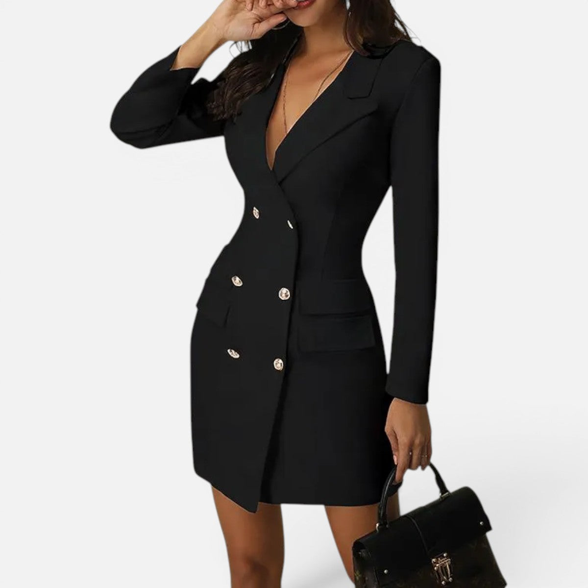 Duvrier | Women's Double-Breasted Blazer Dress with V-Neck | Perfect for Summer