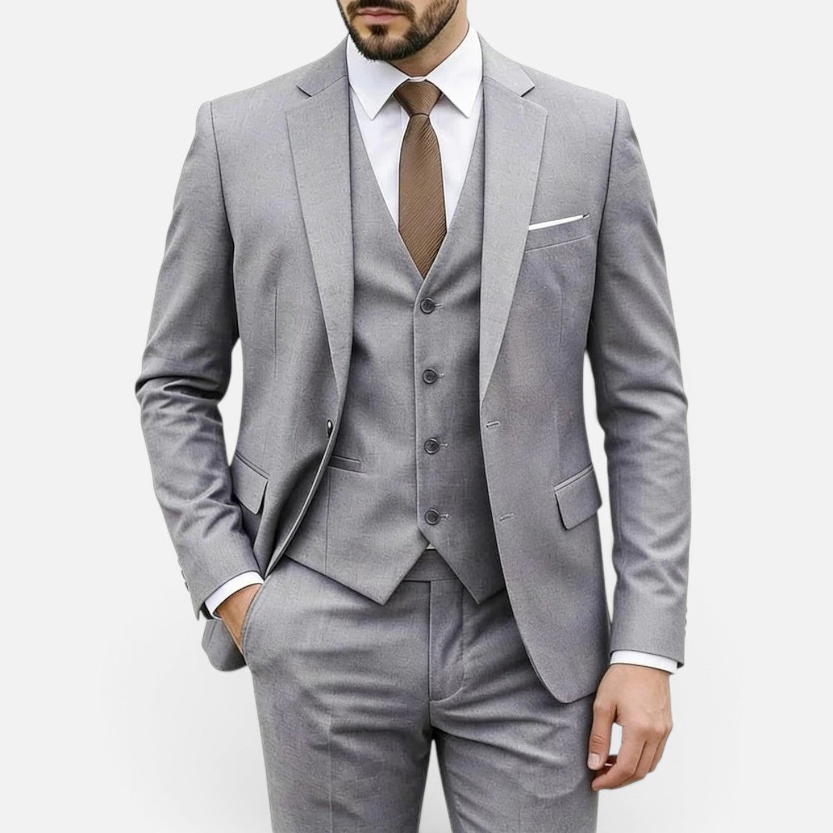 Duvrier | Men’s Classic Formal Wedding Suit - Slim Tailored Fit