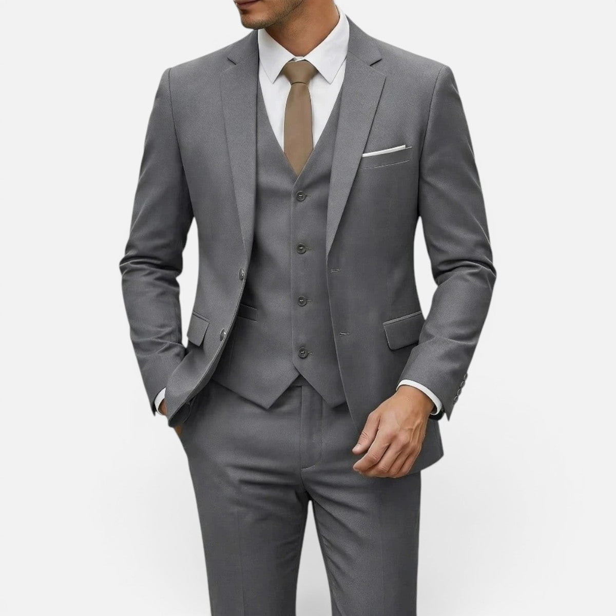 Duvrier | Men’s Classic Formal Wedding Suit - Slim Tailored Fit
