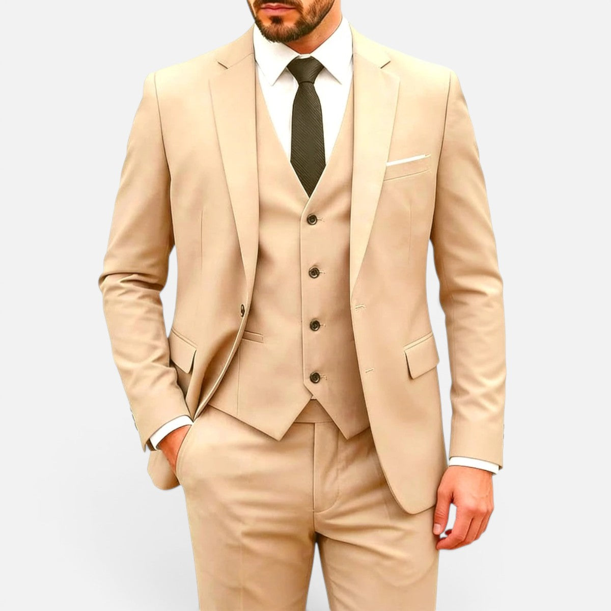 Duvrier | Men’s Classic Formal Wedding Suit - Slim Tailored Fit