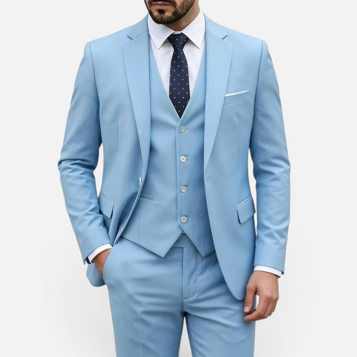 Duvrier | Men’s Classic Formal Wedding Suit - Slim Tailored Fit